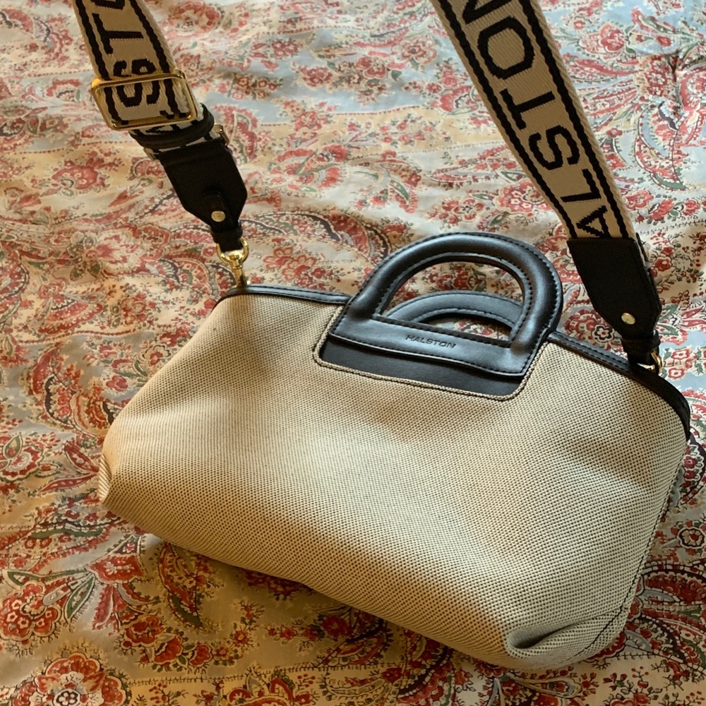 Halston Heritage Black and Tan Crossbody Bag